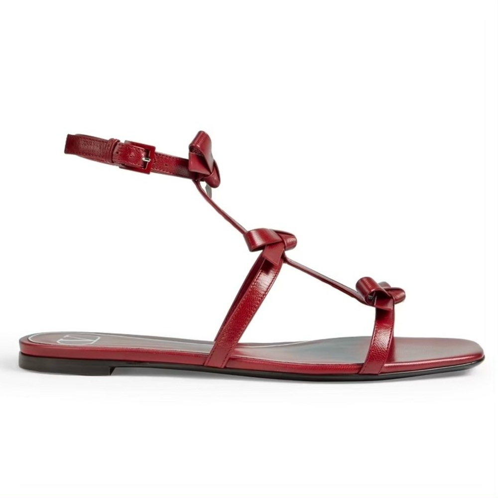 NEW VALENTINO GARAVANI RED BOW LEATHER SANDALS - Picture 3 of 14